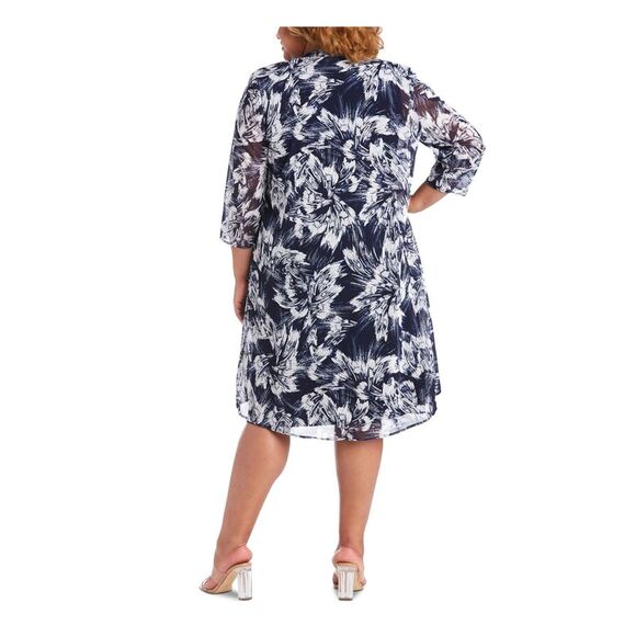 R&M RICHARDS WOMAN Womens Navy Shoulder Pads Front Waterfall Cardigan Plus 22W - Picture 2 of 4